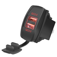 Chargeur de voiture transfrontalier le plus vendu, style Rocker, QC30, double USB, en matériau PC, avec ouverture pour la modification de la charge de téléphone en voiture