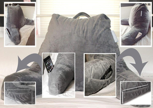 Almohada de lectura con cuña <span class=keywords><strong>para</strong></span> cama, cojín grande con respaldo <span class=keywords><strong>para</strong></span> adultos, con brazos y bolsillos - Product Image 4