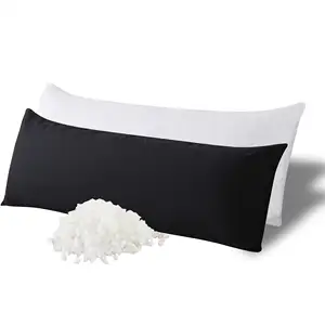 Black Memory Foam Body Pillow with Breathable Zippered Cotton Cover Long Pillow for Sleeping