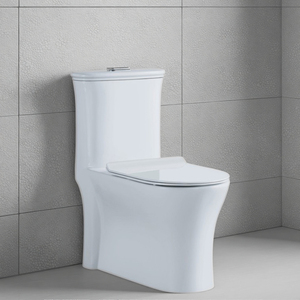 WC monobloc en céramique à double chasse, facile à nettoyer, à poser au sol, avec sortie en S ou en P, cuvette allongée, blanc - Product Image 5