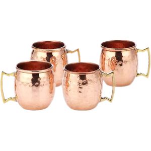 PARIJAT HANDICRAFT Authentic 100% Solid Copper 2 Oz. Moscow Mule Shot Mug Set 4 Mini Copper Hammered <b>Ceramic</b> <b>Cups</b> 2 Oz. Shot - Product Image 3