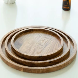 High Quality <b>Wood</b> Tray Large Size with Hole <b>Handle</b> Round Shape Modern Design <b>Wood</b> Food Serving Tray at cheap price - Product Image 1