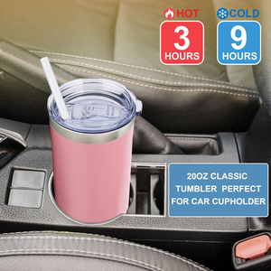 Tasse de voyage personnalisée gravée vierge, gobelet en acier inoxydable de 20 oz à revêtement poudré à double paroi isolé sous vide avec paille - Product Image 5
