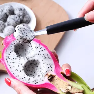 Mini cuillère ronde à deux têtes en acier inoxydable, boule à Melon de bonne qualité