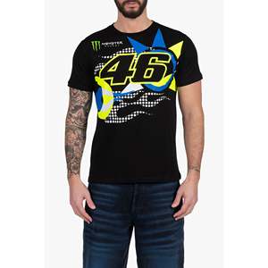 Camiseta Personalizada al por Mayor de Calidad Superior Sole Luna Monster-Energy VR46, 100% Algodón, Antiencogimiento, Negra, para Hombre - Product Image 3