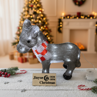 Décoration de jardin extérieure en acrylique 3D LED blanche, chien teckel en pull lumineux, contrôle manuel, étanche IP44