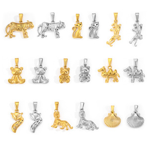 Chất lượng cao mạ vàng thép không gỉ DIY trang sức phụ kiện bán buôn Tiger Gecko động vật Mặt dây Fox Lạc Đà gấu quyến rũ - Product Image 6