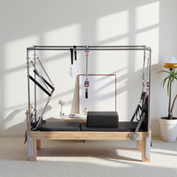 Trapeze de Reformer en Chêne Robuste avec 6 ressorts pour l'entraînement en studio, Combinaison Trapeze de Reformer en Chêne