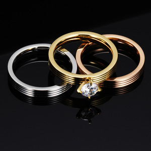 Fashion <b>Rings</b> 9MM Three In One Zircon <b>Set</b> Stainless Steel <b>Ring</b> For <b>Women</b> Engagement Jewelry - Product Image 3
