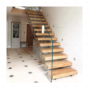 <span class=keywords><strong>Escaleras</strong></span> Flotantes de Madera Sólida con Luz LED, Barandilla Moderna de Hierro y Vidrio para Interiores, <span class=keywords><strong>Escaleras</strong></span> Rectas Resistentes para Vestíbulo de Villa - Product Image 2