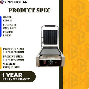 Presse à sandwich électrique professionnelle en acier inoxydable 110/220V 1.8KW certifiée CE, gril panini à contact, plaque simple - Product Image 4