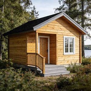 Cabane en bois durable à un étage, <span class=keywords><strong>maison</strong></span> de vacances préfabriquée avec grain de bois clair, <span class=keywords><strong>maison</strong></span> en bois rustique - Product Image 1