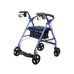 Mobiliteitshulpmiddelen Lichtgewicht Vierwielige Opvouwbare Aluminium Rollator Rollator Handmatige Rollator Met Stoel Voor Gehandicapten