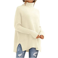 Trendiger Oversized Rollkragenpullover für Damen – Langer Strick-Kuschelpullover für Damenbekleidung