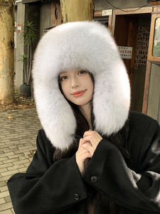 Gorro de Piloto de Piel de Zorro 2025, Grueso, Cálido, para Montar al Aire Libre, Resistente al Viento, para Invierno, con Piel de Mapache - Product Image 2