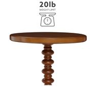 Table d'appoint latérale sur piédestal à broche tournée en bois ronde personnalisée
