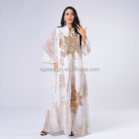 Robe musulmane élégante et tendance, vêtements islamiques grande taille, fabrication sur mesure, vente en gros, robe Abaya pour femmes avec strass