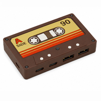 Hub USB en forme de cassette vintage, extension multi-ports pour ordinateur portable, ornement de bureau rétro, gadget, hub USB C