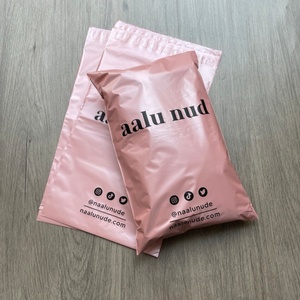 Low MOQ 100pcs Eco-Friendly Biodegradable Rose Gold Pink for Custom Shipping Bags with Your Own Logo Printed - Product Image 1