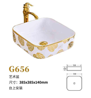 Lavabo en céramique simple de style européen avec robinet doré Design moderne pour table de salle de bain d'hôtel Lavabo de table de toilette créatif