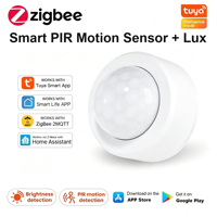 Tuya 2-in-1 Zigbee Mini PIR Detektor Gerakan + Sensor Alarm Intrusi Keamanan Inframerah Pasif Cahaya LUX dengan Kontrol Jarak Jauh Aplikasi