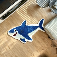 Tapis en microfibre doux et absorbant, antidérapant, en forme de requin bleu personnalisé, pour la décoration de la chambre des garçons