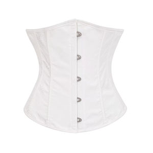 Corsé de satén blanco, transpirable, con varillas de acero, de torso corto, para entrenamiento de cintura, para damas de honor, estilo <span class=keywords><strong>waspie</strong></span>. - Product Image 1