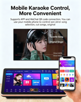 Système de karaoké portable tout-en-un avec amplificateur, 4 To, 18,5 pouces, WiFi intelligent, sélection de chansons en ligne, système complet de karaoké à domicile, Jukebox