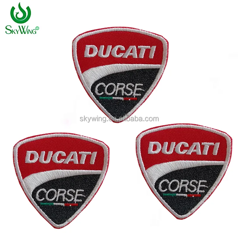 Benutzer definierte Rennmotorrad DUCATI Computer gestickte Biker-Abzeichen Applique Aufbügeln Patches für Bekleidungs zubehör