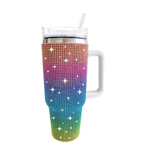 40oz High Quality Stainless Steel Double Wall Vacuum Insulated Baseball Tumblers 29 Colors Bling Rhinestone Leak-Proof LED - Product Image 5