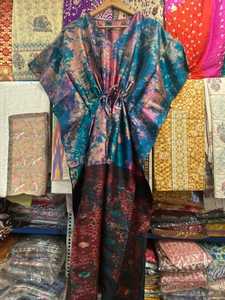 Vestido caftán teñido anudado de seda de lujo para mujer Boho Maxi ropa de playa - Product Image 5