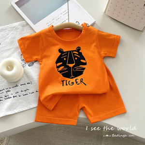 2026 New Kidsren's Pure Cotton Short-Sleeved <strong>Suit</strong> Summer Cartoon Pure Color <strong>Casual</strong> Thin Two-Piece Set for <strong>Boys</strong> Girls 100% Cotton - Product Image 4