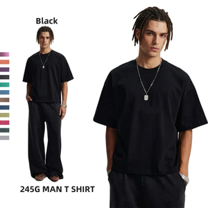 High Quality 245G Heavy Cotton Tee Men Blank Boxy Fit Streetwear Oversized T shirt TKAN852 Low Cost Manufacturer Custom Logo - Product Image 1