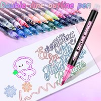 Lot de 12 marqueurs artistiques double face avec paillettes métalliques et brillance, 12 couleurs pour les travaux d'art de Noël, le bricolage et le scrapbooking