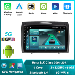 Android 5G + 2.4G内蔵Wifi6カーラジオプレーヤー5.4カープレイメルセデスベンツSLKクラスR171 2004-2011ナビゲーションGPS - Product Image 2