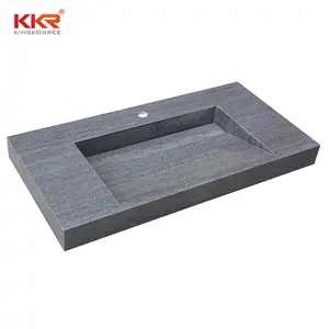 customized fabrication bathroom acrylic solid stone wall hung basin from china high end quality solid surface factory