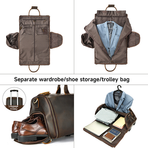 MARRANT Crazy Horse Genuine Leather Men Folding <strong>Travel</strong> <strong>Bags</strong> <strong>Trolley</strong> Storage Garment Duffel <strong>Bag</strong> <strong>Luggage</strong> Men Leather <strong>Travel</strong> <strong>Bags</strong> - Product Image 5