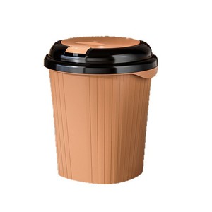 Retro Style Push Button Lid Trash Can 12L+ Cylindrical Indoor Household Waste Bin For Living Room Bedroom Office Use - Product Image 5