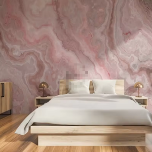 Kertas dinding kamar gadis marmer batu akik merah muda Mural merah muda putri - Product Image 1