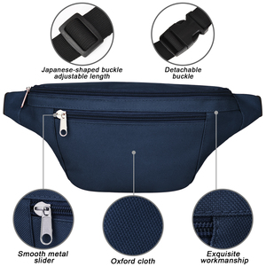 <span class=keywords><strong>Sac</strong></span> <span class=keywords><strong>banane</strong></span> tendance pour homme en nylon bleu, imperméable, avec 3 poches zippées, logo personnalisé, idéal pour les coureurs - Product Image 3