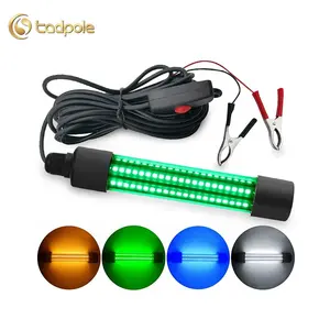 13W AC DC 12V Green Blue White Yellow Dual Light Color 108 LED Tube Fish Bait Submersible Dock Underwater Night Fishing Light