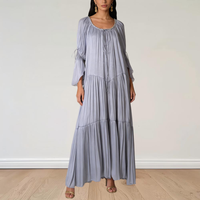 Robe longue élégante de qualité supérieure pour la vente en gros, idéale pour les fêtes, style vintage décontracté, robes amples et modestes pour l'été, parfaites pour l'église.