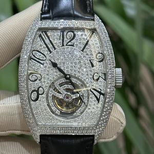 공장 최신 럭셔리 디자이너 자동 시계 투르비용 무브먼트 남성용 시계 다이아몬드 시계 가죽 스트랩 - Product Image 1