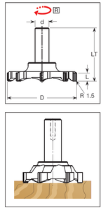 Dp san lấp mặt bằng bộ định tuyến bit cạnh cắt PCD thu được từ thép với kim cương kháng cơ học cao - Product Image 3