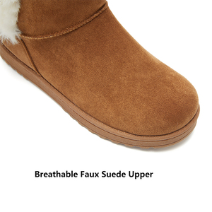 Bottes d'hiver pour femmes, bottes courtes <span class=keywords><strong>mi</strong></span>-<span class=keywords><strong>mollet</strong></span>, bottes tendance, bouton en résine artistique, bottes en <span class=keywords><strong>daim</strong></span> synthétique pour femmes - Product Image 4