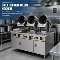 Robot de cuisson automatique intelligent de type armoire à gaz pour friture, 3 brûleurs, wok rotatif 300*300mm pour restaurant