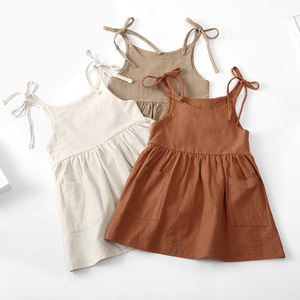 Nouvelle arrivée 2021, robe en lin naturel pour filles et bébés, boutique de mode pour enfants - Product Image 5