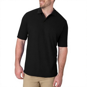 Camiseta Polo Negra Lisa Personalizada de Manga Corta, Transpirable, Informal, Uniforme de Trabajo para Hombre, con Logotipo OEM, Ropa de Golf al por Mayor - Product Image 1