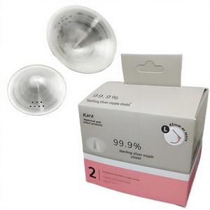 Couvre-tétons en argent 999 pour l'allaitement, ajouré avec petits trous, sans bretelles, ultra-fin, antibactérien, respirant - Product Image 1