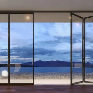 Le plus récent double verre trempé bi porte pliante extérieur abordable patio bi porte pliante en gros balcon porte pliante